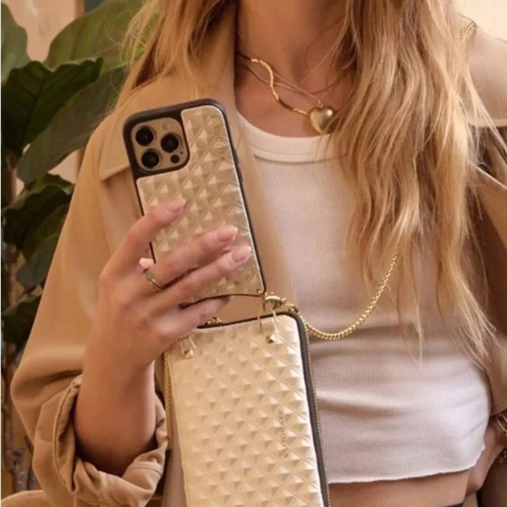 Set of Bandolier Sheila Pyramid Embossed Expanded Zip Pouch and iPhone case - Picture 3 of 6